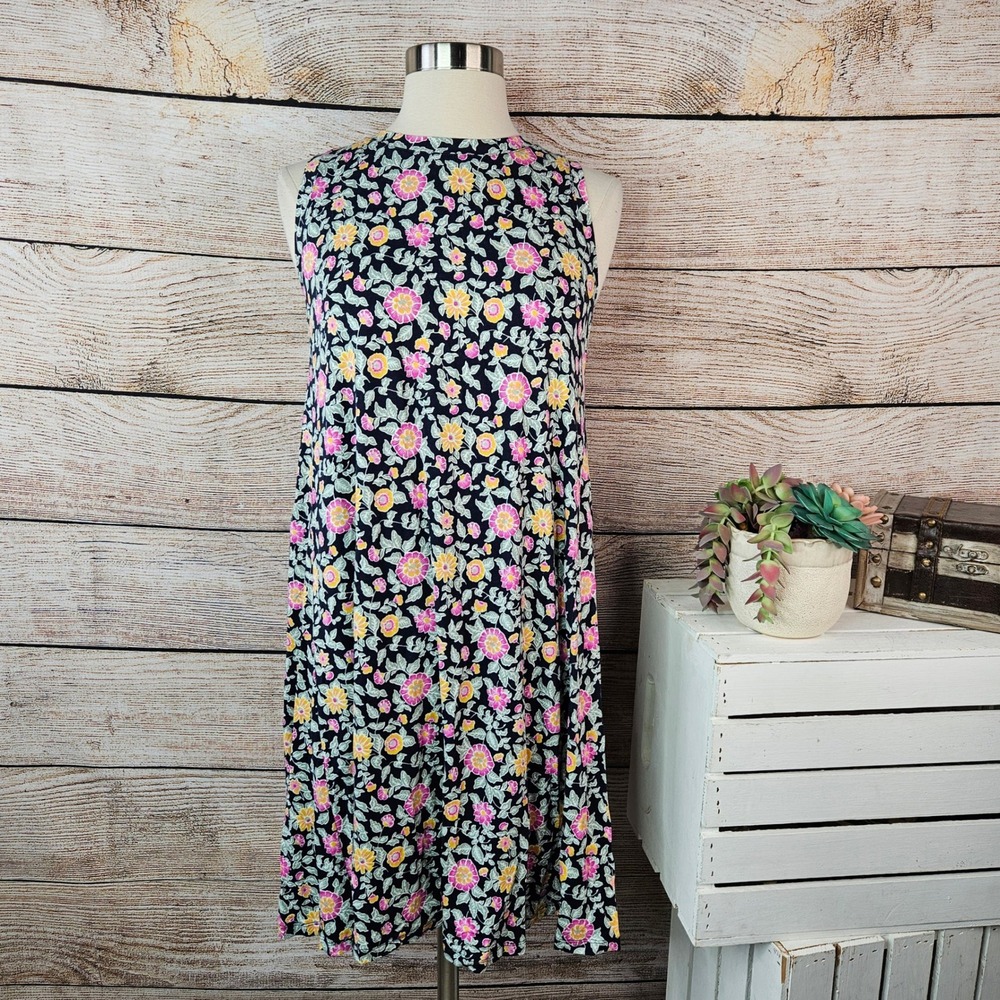 LOFT Outlet Womens Petite Medium Floral Sleeveless Shift Dress Navy Pink NWT - Picture 3 of 6